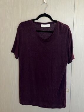 IRO JEAns Luciana Linen Round Neck Short Sleeve Tee Shirt Top XL